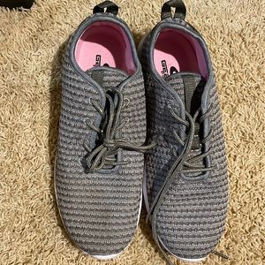 Brand New Grey Sneakers with Gold Sparkle Accent